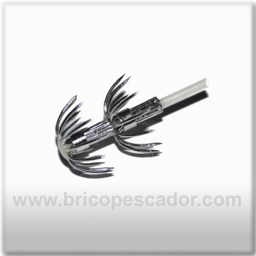 Anzuelo doble sepia calamar sobre barra de fibra curvo