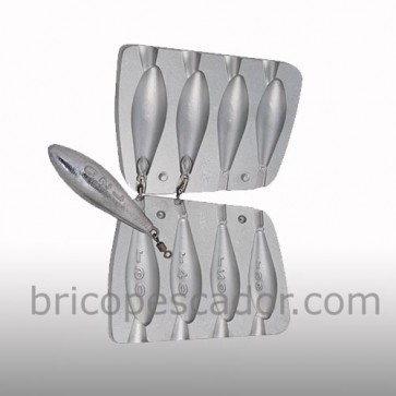 Molde de aluminio para plomada lágrima 100, 120, 140 y 160 gramos. Grapa.