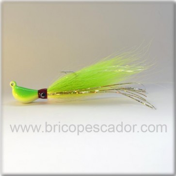 Banana bucktail 42 gr. verde amarillo y blanco.