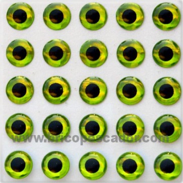 Ojos 3d chartreusse 7 mm.