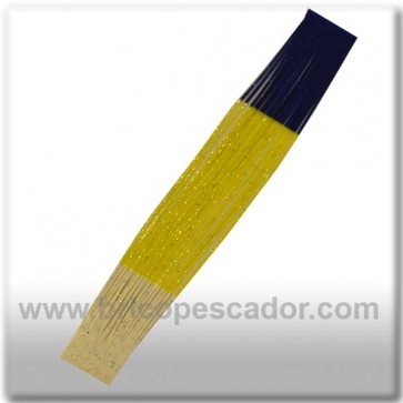 Faldillín vinilo 20 fibras amarillo, azul, blanco y brillo (5unid.)