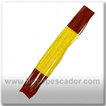 Faldillín vinilo 20 fibras amarillo, rojo y brillos (5unid.)