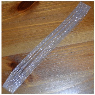 Faldillín vinilo 20 fibras transparente brillos plata (5 unid.)