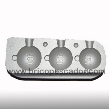 Molde de aluminio para 3 jigs esféricos de 120 a 180 gr gramos