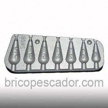 Molde de aluminio lágrima. quitavueltas de 8 a 20 gr,