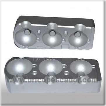 Molde de aluminio para 3 cabezas de bola con grapa
