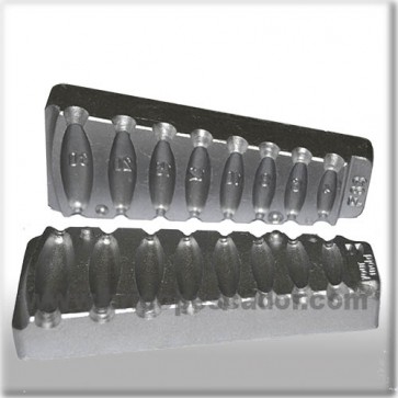 Molde para plomada lágrima entre 4 y 30 gramos. quitavueltas