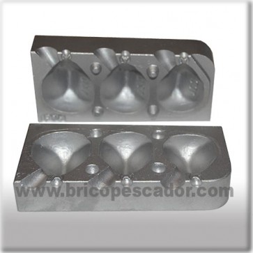 Molde Aluminio para plomada cúbica de 100, 120 y 140 gr. Grapa.