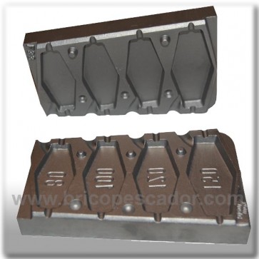 Molde de aluminio para plomada plano 80, 100, 120, 150 gr.        