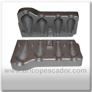 Molde de aluminio para plomada lágrima 60, 80, 90 y 140 gramos.