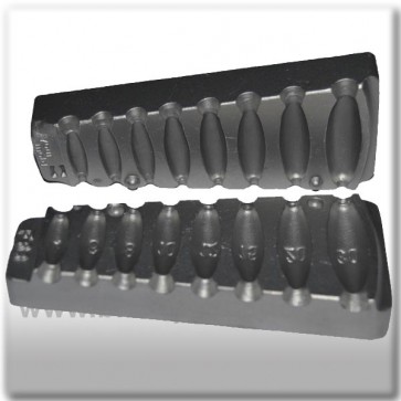 Molde para plomada lágrima entre 4 y 30 gramos. Tunel