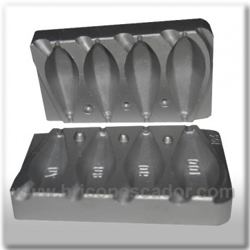 Molde para plomada exagonal 70 - 100 gr. quitavueltas.