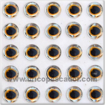 Ojos 3d asimétrico plata-oro 5 mm