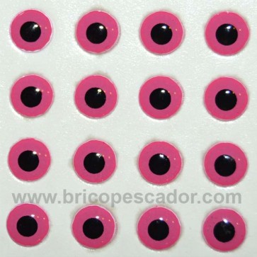 Ojos 3d rosa, 7 mm. pupila negra