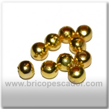 Perla perforada metálica dorada 5.6 mm.