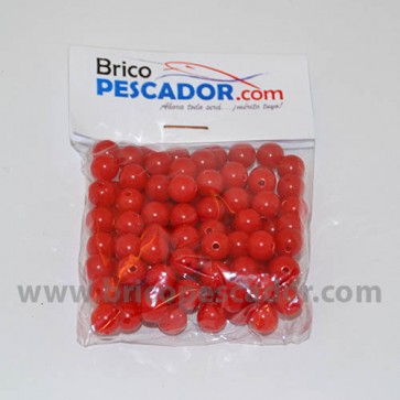 Perla perforada de 8 mm. Rojas