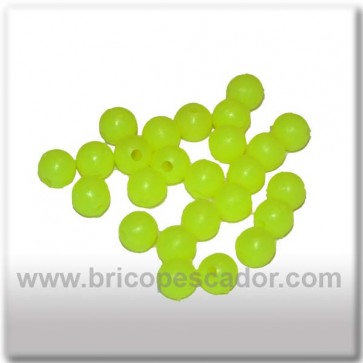 perlas perforadas 5mm. amarillo fluorescente