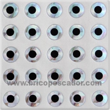 Ojos planos 12 mm. Plata