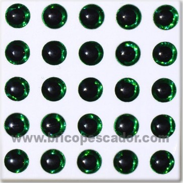 Ojos 3D verde transparente 5 mm.
