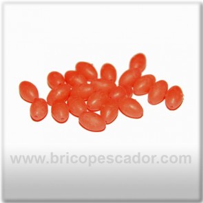 Perla perfofada luminiscente naranja de 8 x 5 mm.