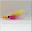Señuelo artesanal Minnow bucktail 42 gr. amarillo, rosa y blanco.